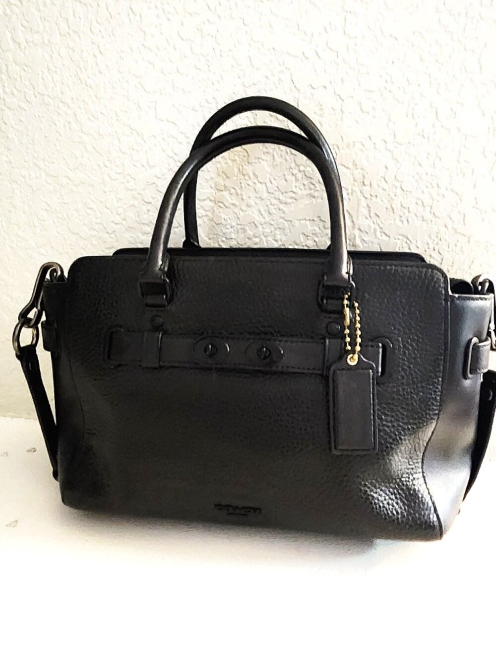 Coach Blake Black Leather 2 Way Shoulder Bag/ Satchel